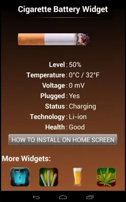 Cigarette Battery Widget android App screenshot 0